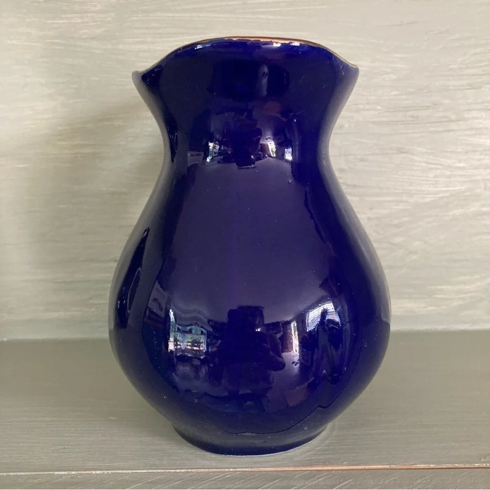 Vintage Cobalt Blue Asian Floral Pitcher and Basin Set Small